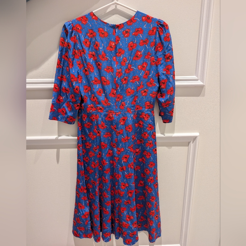 LK Bennett Alicia Poppy Print Silk Tea Dress - Picture 5 of 5
